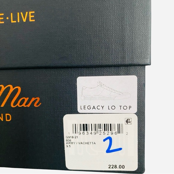 Good Man Brand Men’s Sneakers 9.5 Army Green Suede Brown Leather Low Top Italian - Picture 10 of 10